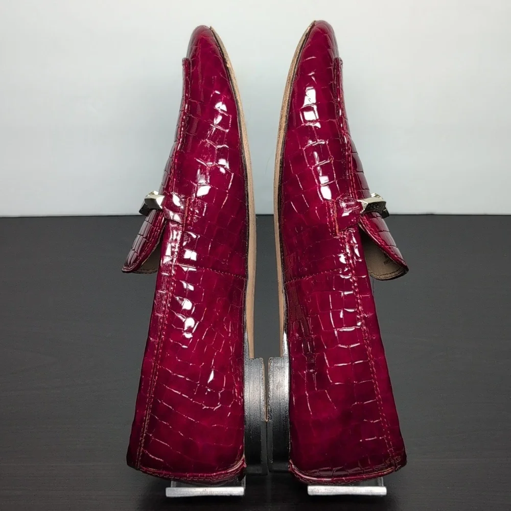 Kate Spade New York Lana Croc-embossed red loafers woman's size 7.5 - Picture 5 of 16
